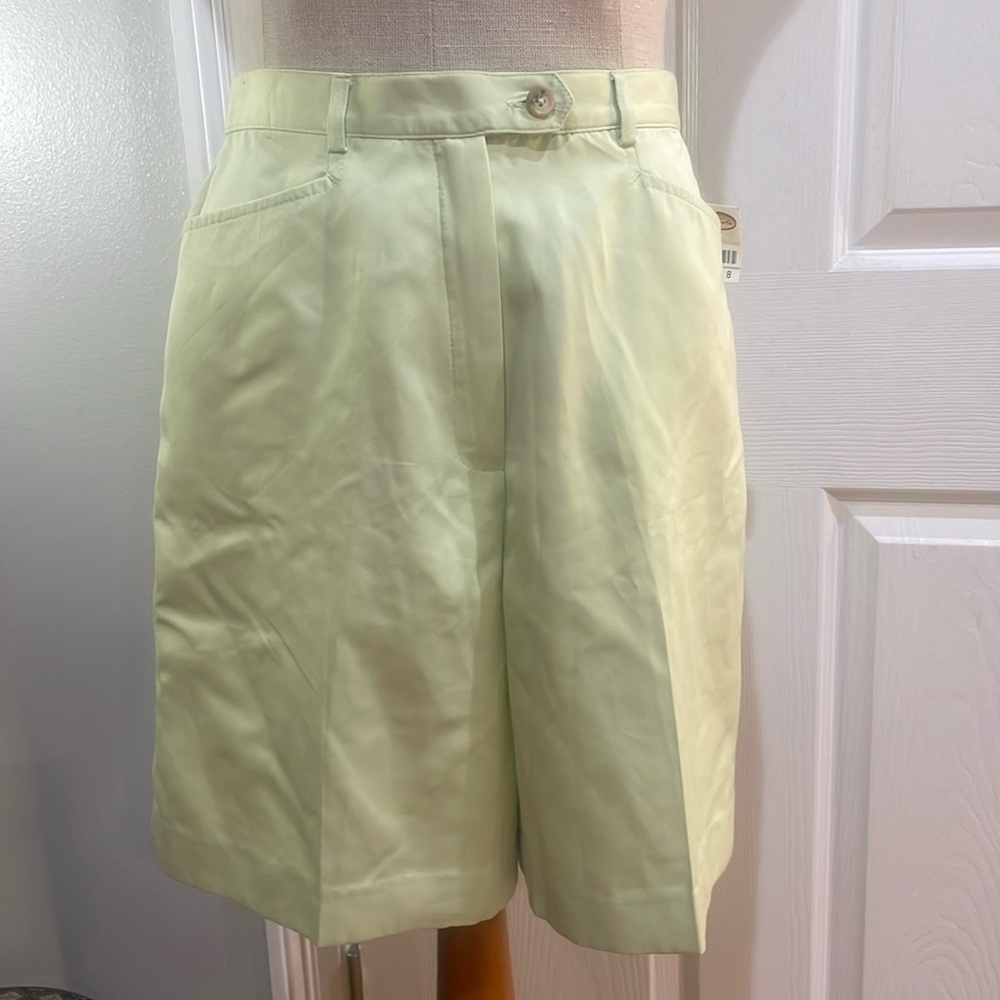 Vintage 90s Talbots Bermuda shorts high waisted elastic waist green women size 8